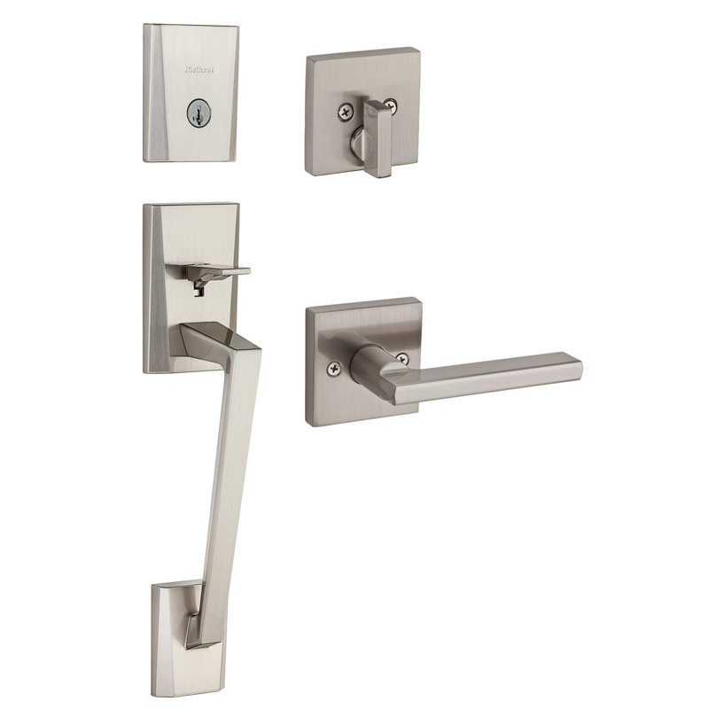 Kwikset 98180003 San Clemente Low Profile Satin Nickel Single Cylinder Entry Handleset with